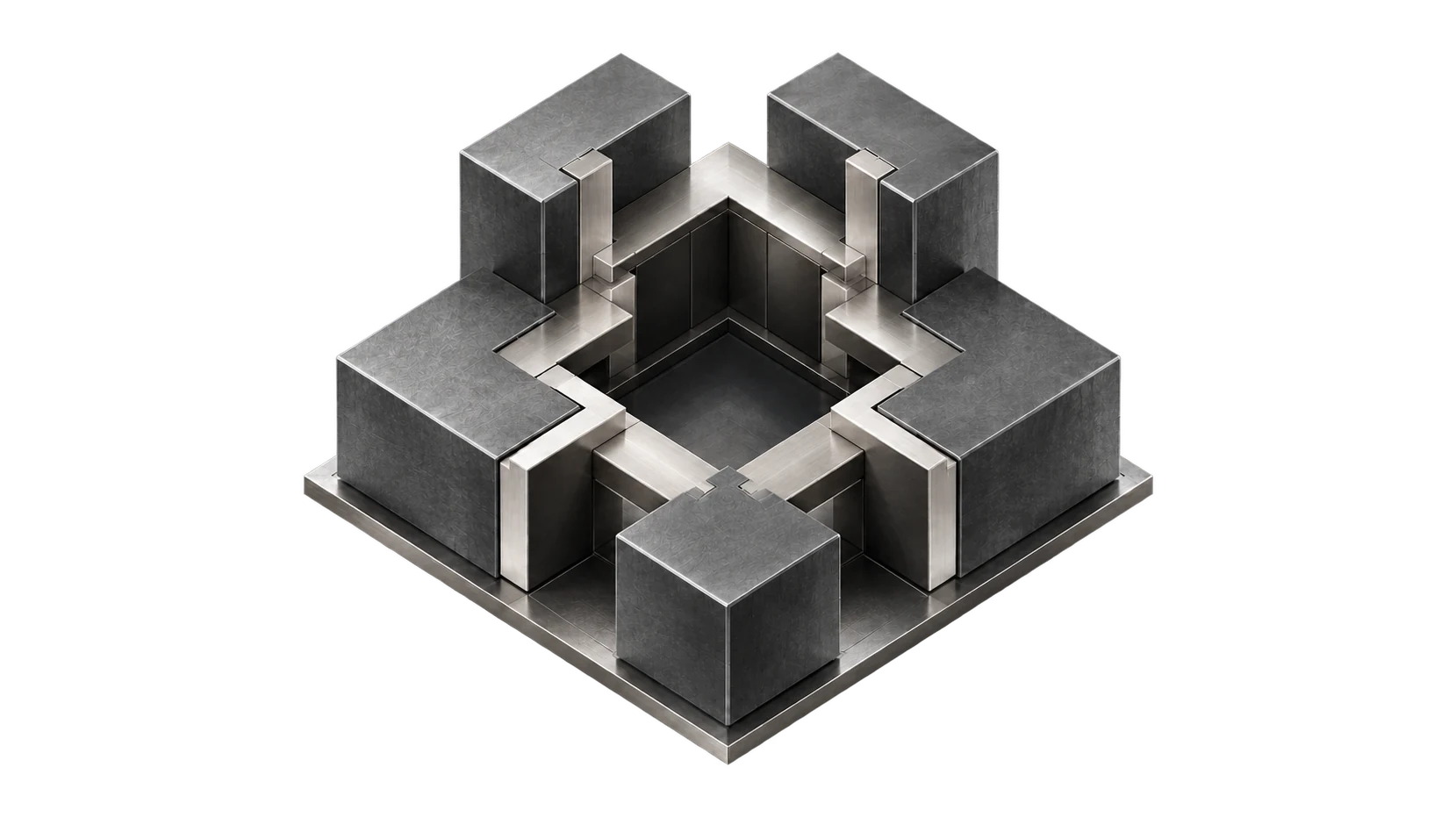 Interlocking structural modules connected through a shared foundation